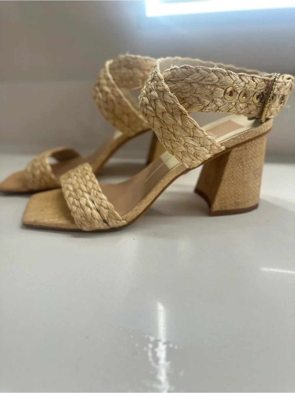 Dolce Vita Braided Natural-Tone Wedge Sandal